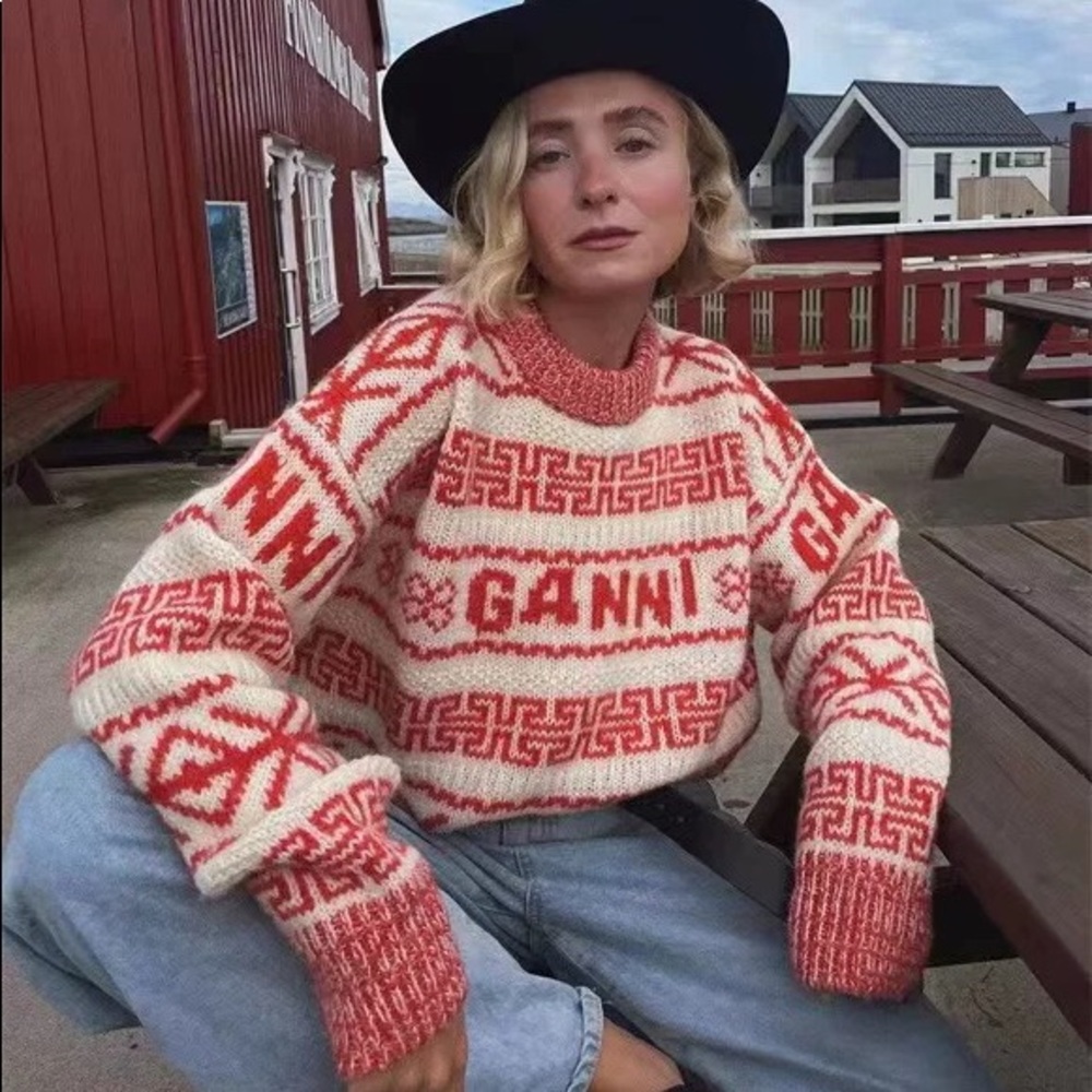 Ganni Egret Wool Pullover Sweater - Picture 4 of 9